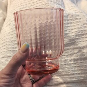 Pink Ribbed Acrylic Tumbler Set